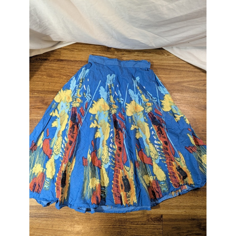 Studio West Size Small Blue Abstract Watercolor Skirt
